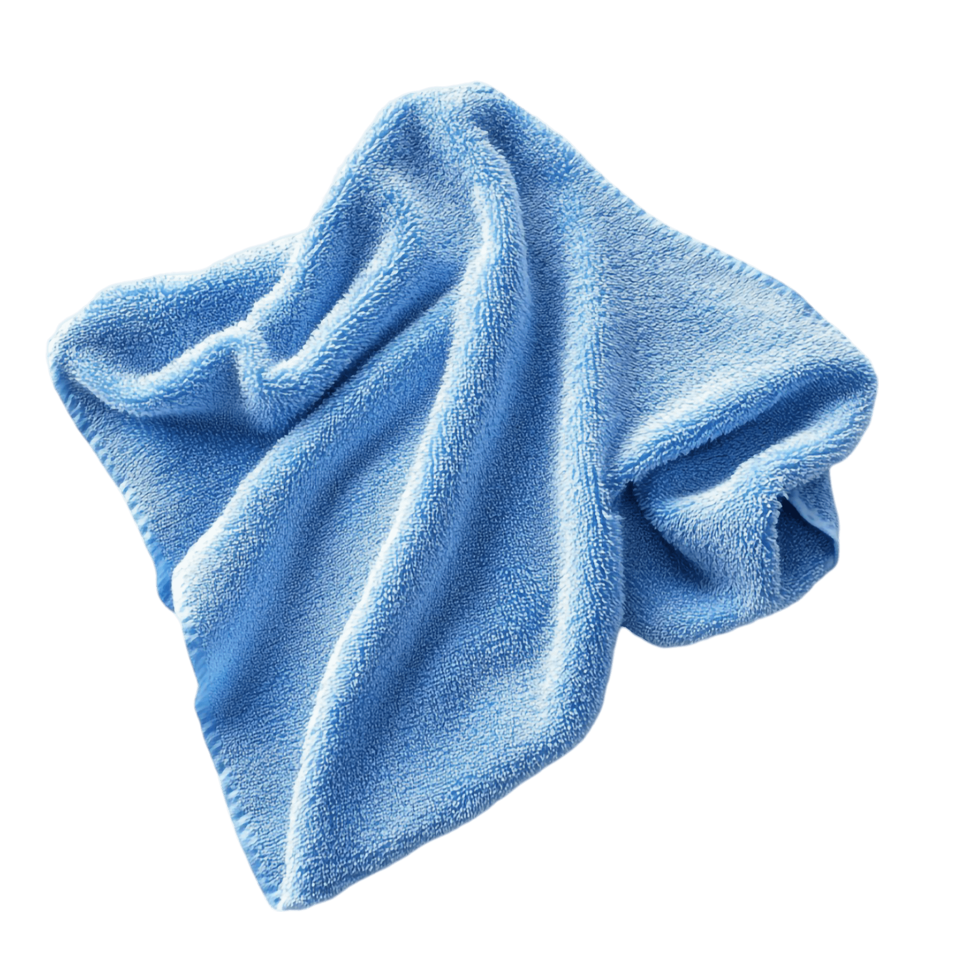 A PNG towel with transparent background. The towel is blue and fluffy.