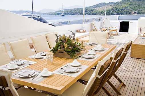 Set table on a yacht