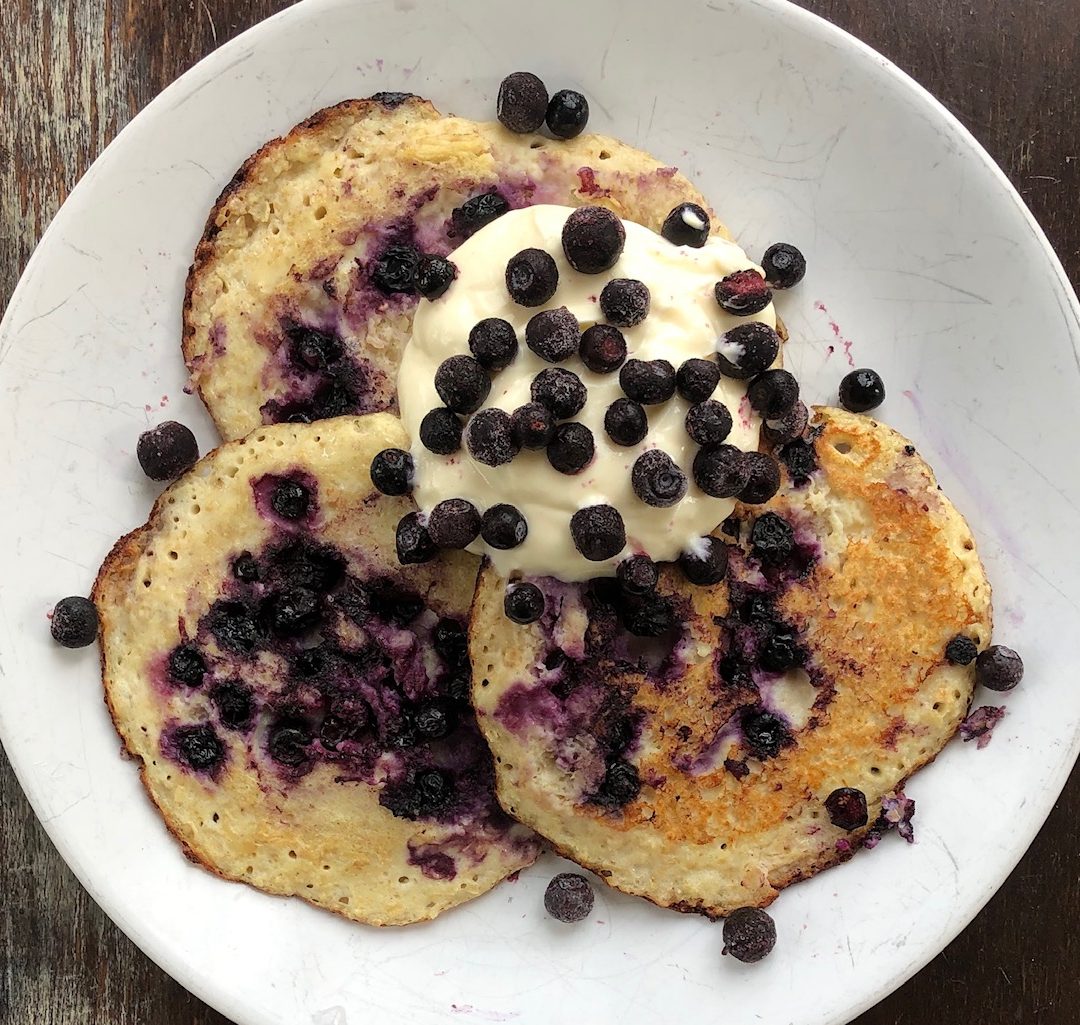 BANANA & blueberry pancakes…