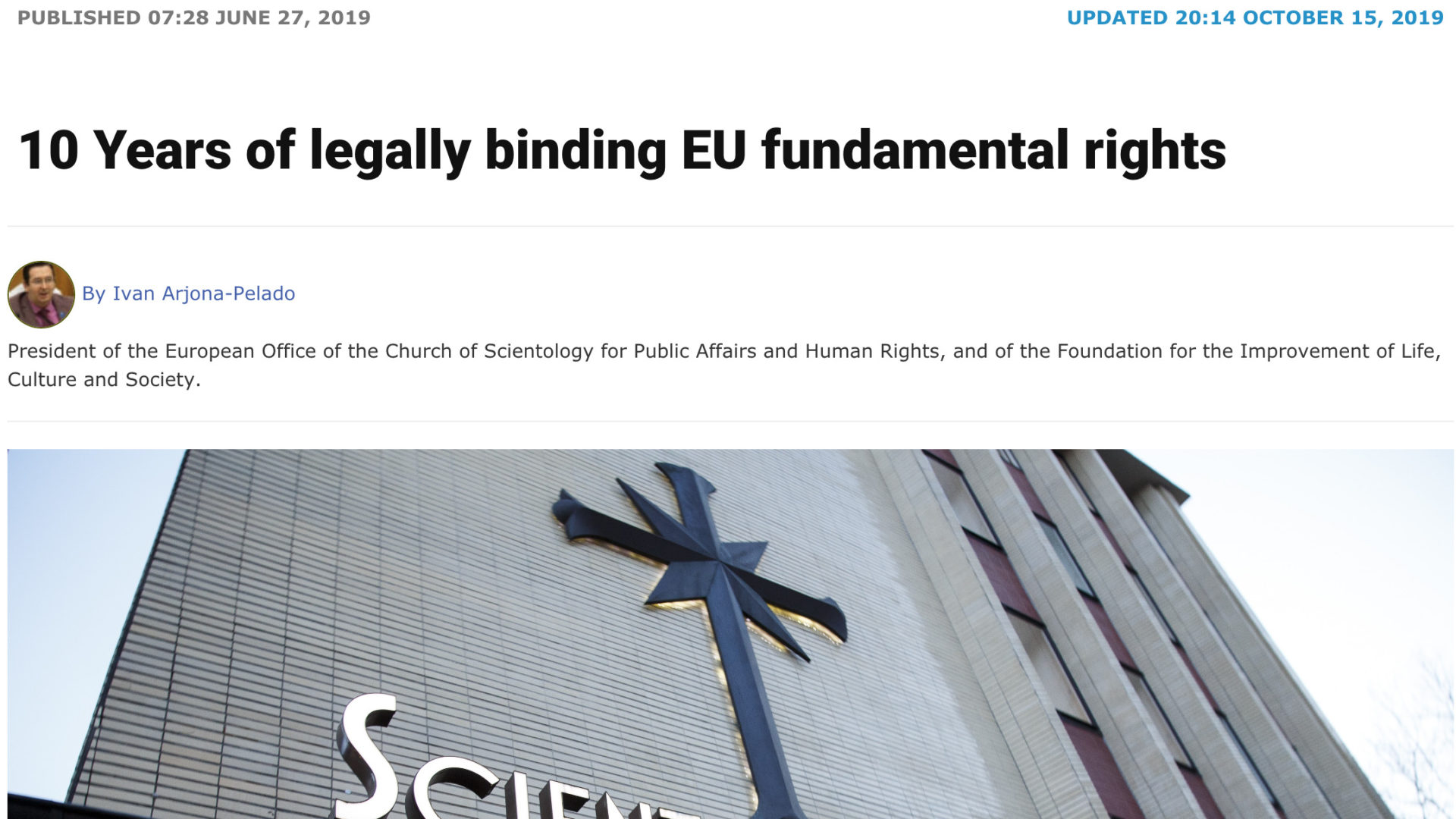 Article by Ivan Arjona Pelado in "New Europe"