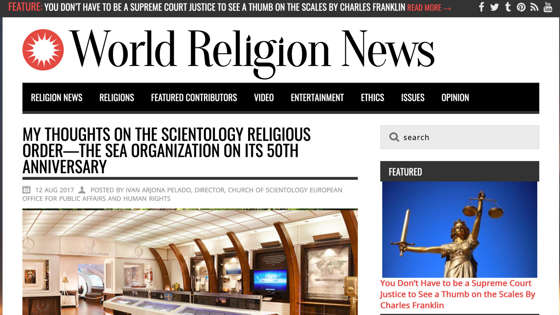 My Thoughts on the Scientology Religious Order—the Sea Organization on its 50th Anniversary - World Religion News IVAN ARJONA PELADO