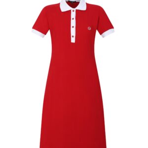 RED POLO DRESS WITH WHITE COLLAR BY IVANELLI