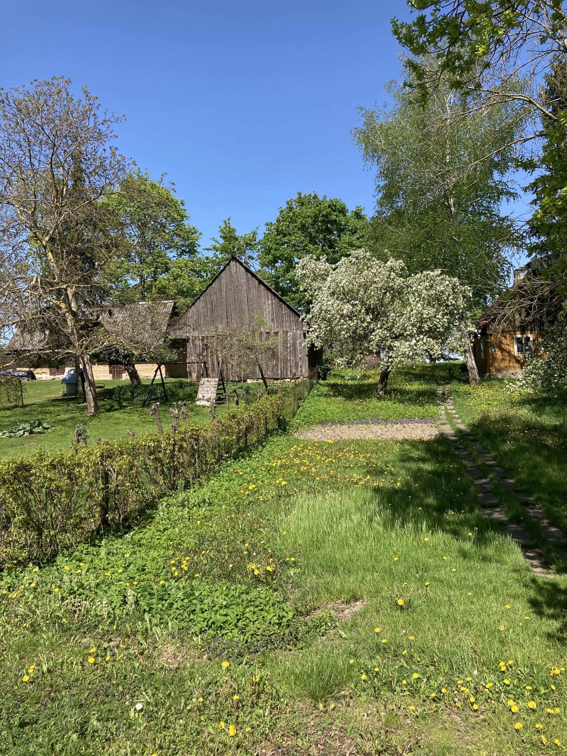 En gullig by med en del gamla trähus 