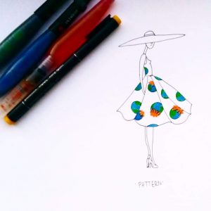 Inktober thema Pattern over patroon voor een Warme-aarde jurk