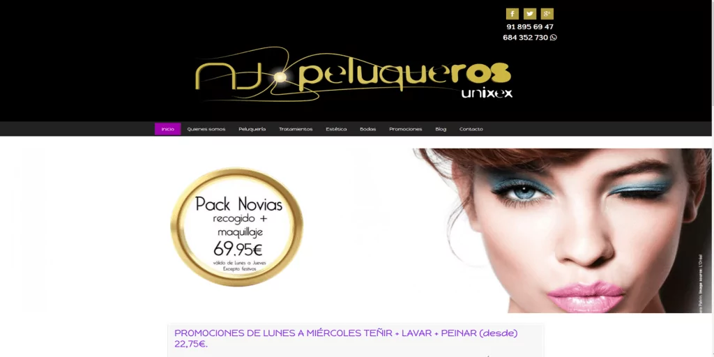 de página web para peluquería