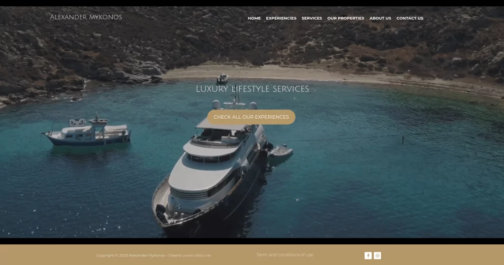 Diseño para web de viajes de lujo exxperiencias