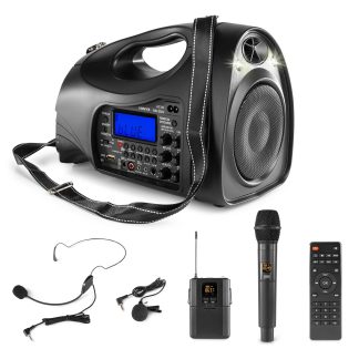VONYX ST-016 Kombi Guide högtalare med bärrem och två trådlösa mikrofoner