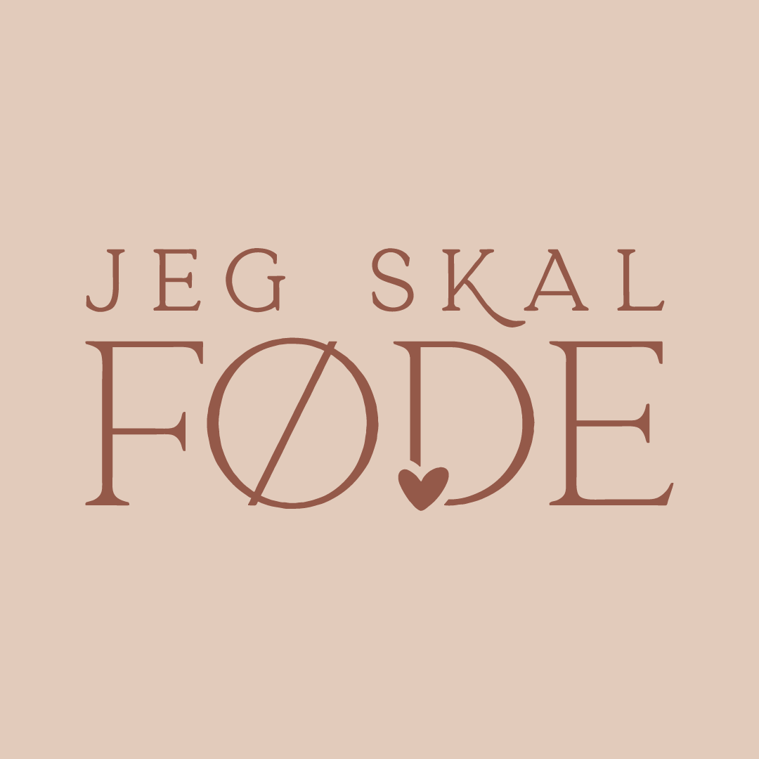 Jeg skal føde logo i ler og rød.