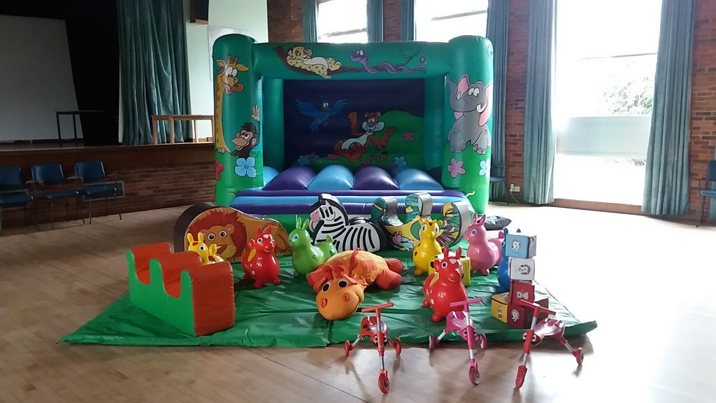 jungle design bouncy castle with soft play for preschool - birthday party at Peartree Hall