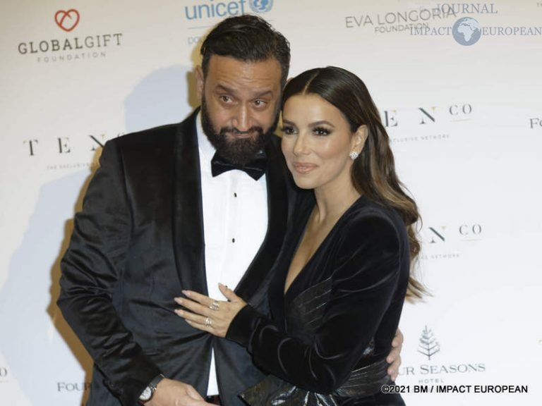 Cyril Hanouna et Eva Longoria lors de la 10ème édition du Global Gift Gala au Four Seasons Hotel George V à Paris