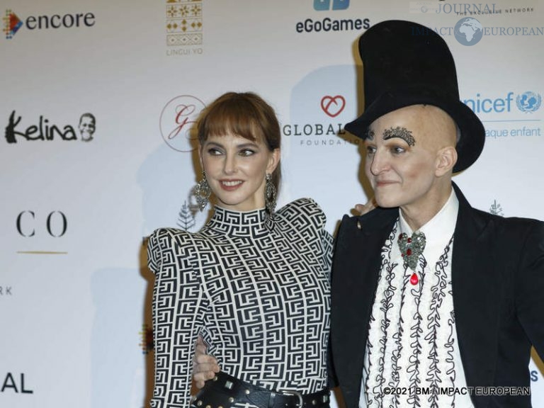 Frédérique Bel, Ali Mahdavi lors de la 10ème édition du Global Gift Gala au Four Seasons Hotel George V à Paris