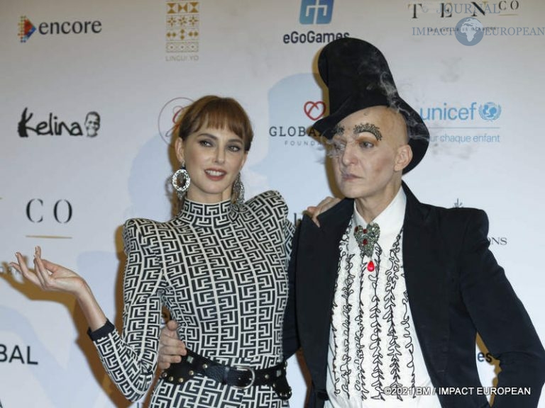 Frédérique Bel, Ali Mahdavi lors de la 10ème édition du Global Gift Gala au Four Seasons Hotel George V à Paris