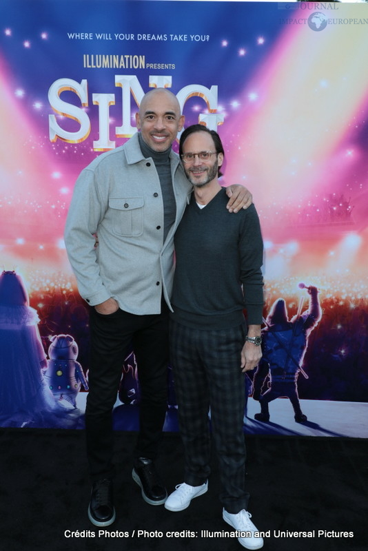 Executive Music Producer Harvey Mason Jr. and Mike Knobloch attend as Illumination and Universal Pictures celebrate the Premiere of SING 2 at the Greek Theater in Los Angeles, CA on Sunday, December 12, 2021(Photo: Alex J. Berliner/ABImages)