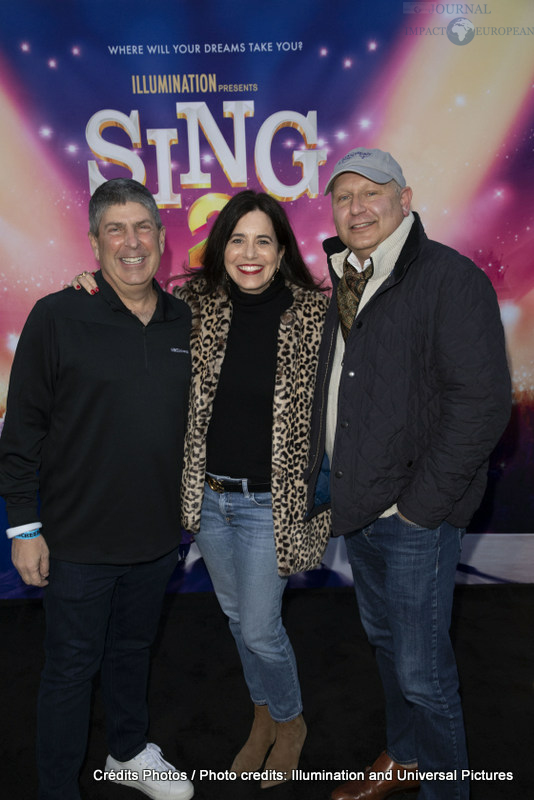 Jeff Shell, Laura Shell and Producer Chris Meledandri attend as Illumination and Universal Pictures celebrate the Premiere of SING 2 at the Greek Theater in Los Angeles, CA on Sunday, December 12, 2021(Photo: Alex J. Berliner/ABImages)