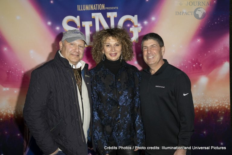 Producer Chris Meledandri, Donna Langley and Jeff Shell attend as Illumination and Universal Pictures celebrate the Premiere of SING 2 at the Greek Theater in Los Angeles, CA on Sunday, December 12, 2021(Photo: Alex J. Berliner/ABImages)