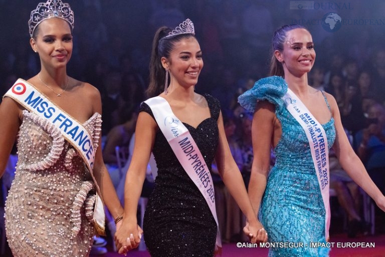 Indira Ampiot (Miss France 2023 ), Nadine Benaboud ( Miss Midi-pyrénées 2023 ) et Florence Demortier ( Miss Midi-pyrénées 2022 )