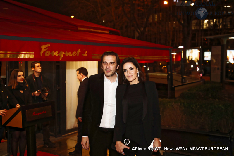 Grégory Rabuel, PDG du groupe Barrière et Alexia Rabuel - Dîner des nommés des César au Fouquet's Paris