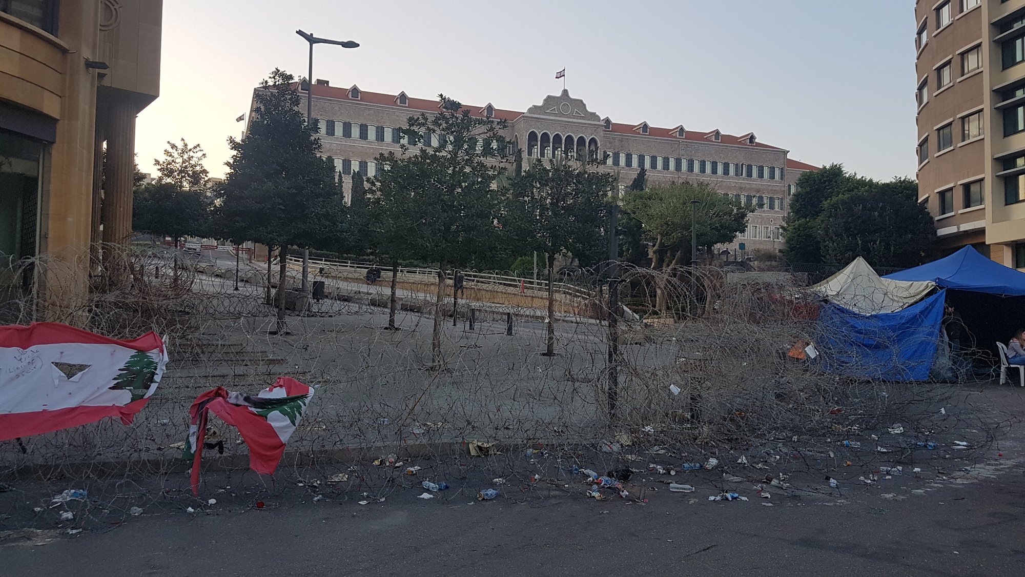 The Government Serail in the background is separated from Riad al-Solh square by barbed wires. November 2019. Source: Author