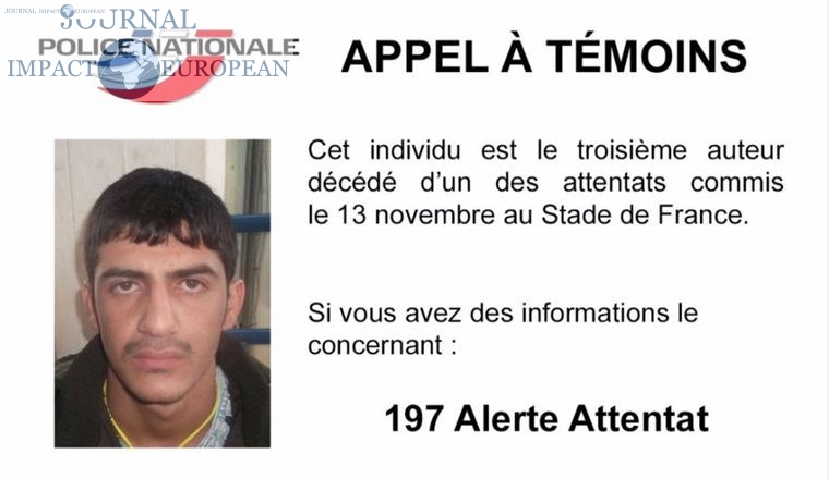 Attentats à Paris : la police diffuse la photo du 3e kamikaze du Stade de France