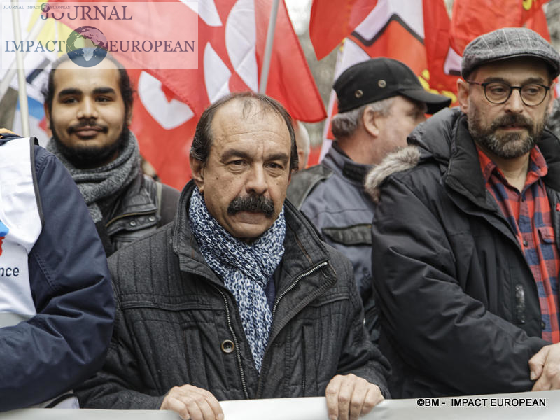 Manif retraite 9 janvier 2020 -  CGT Philippe Martinez / BM - Impact European