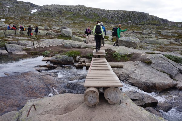 Bridges made by locals to cross the lakes