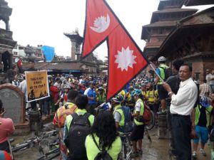 Prem Bhakta Maharjan, chairman of Bungamati Area Reconstruction and Development Council inaugurating #KtmKora2017 by giving flag off!