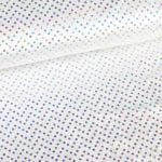 Velours de panne wit met zilveren hologram pailletten