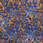 Brokaat bloem multicolor Kobalt/ Lurex brons