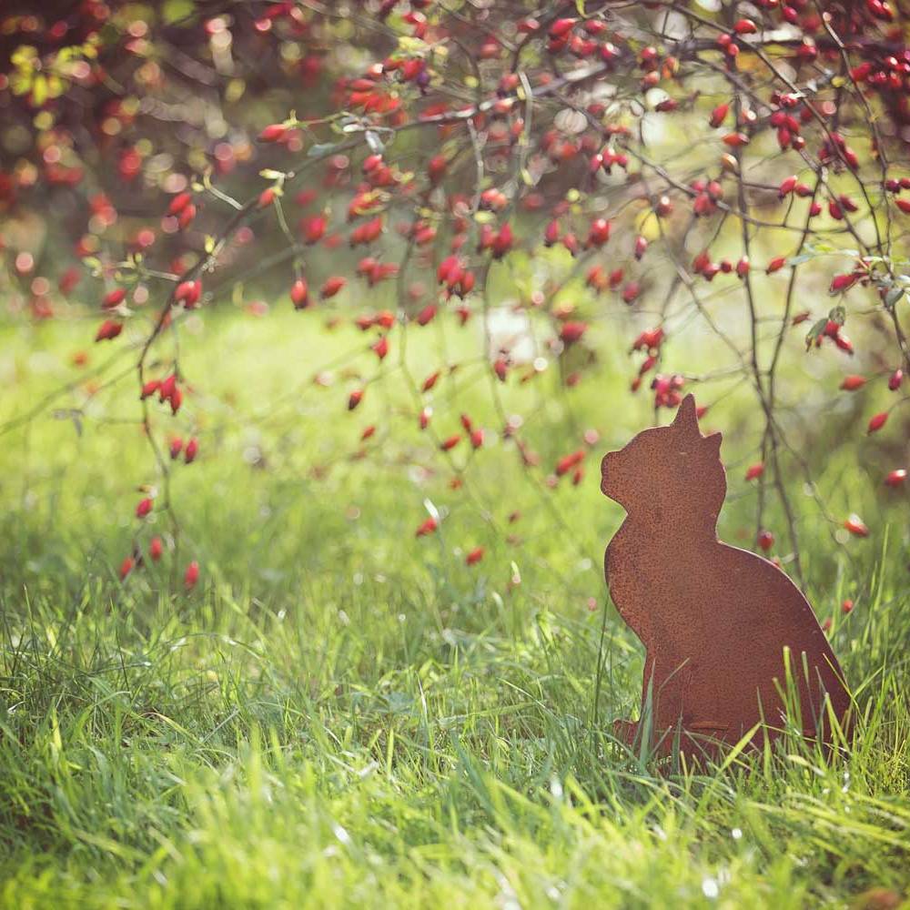 silhouet zittende poes kat tuindecoratie staal metaal