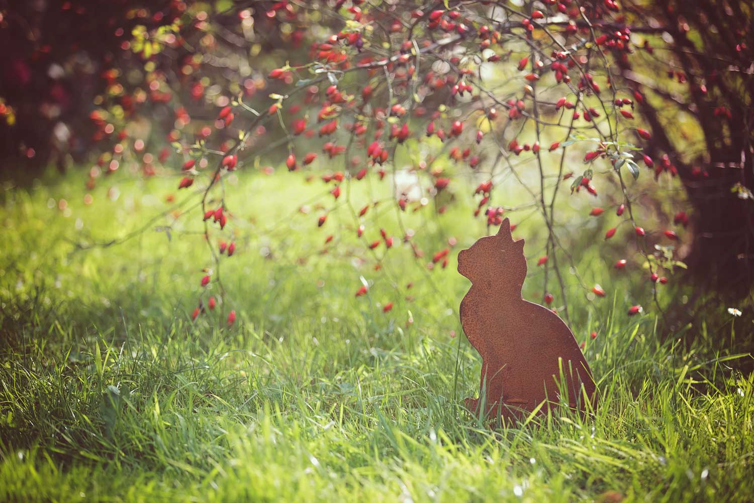 silhouet zittende poes kat tuindecoratie staal metaal