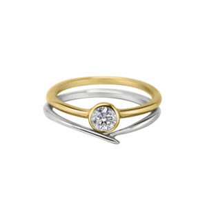 diamond engagement ring yellow and white gold