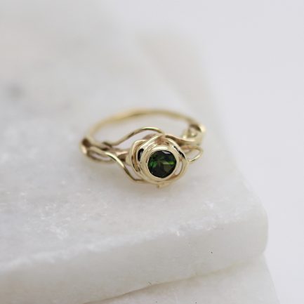 green tourmaline sculptural ring