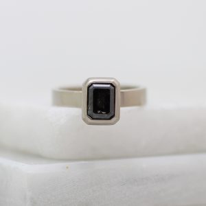 Salt and pepper diamond engagement ring