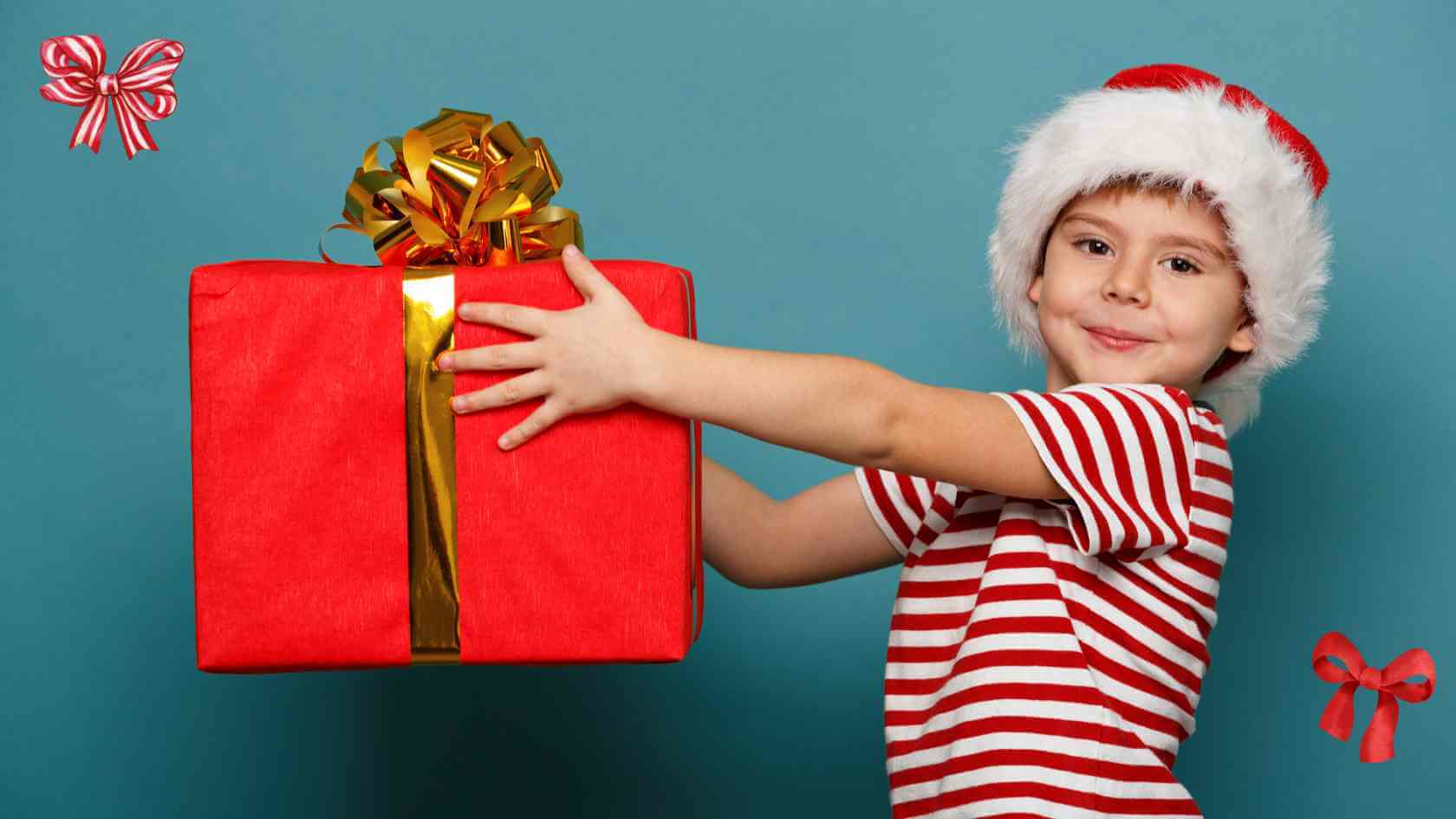 a child holding a large present