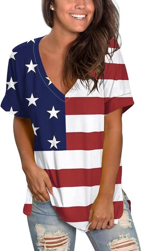 Women USA flag tshirt