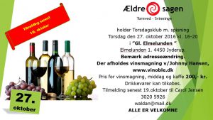 Ældresagen holder Torsdagsklub med spisning/vinsmagning