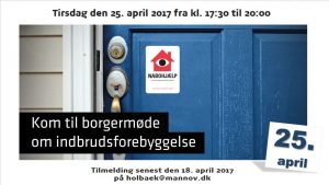 GØR DIT KVARTER TRYGT - invitation til borgermøde i Holbæk