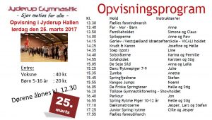 Gymnastikopvisning i Jyderup Hallen d. 25/3, kl. 13:30