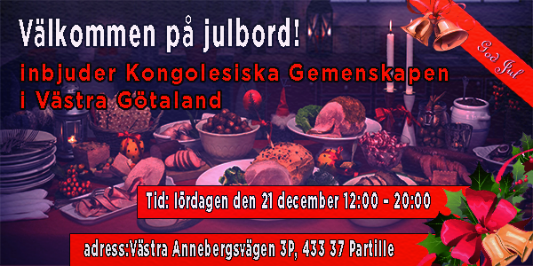 La Communauté congolaise de Västra Götaland organise un Buffet de Noël.