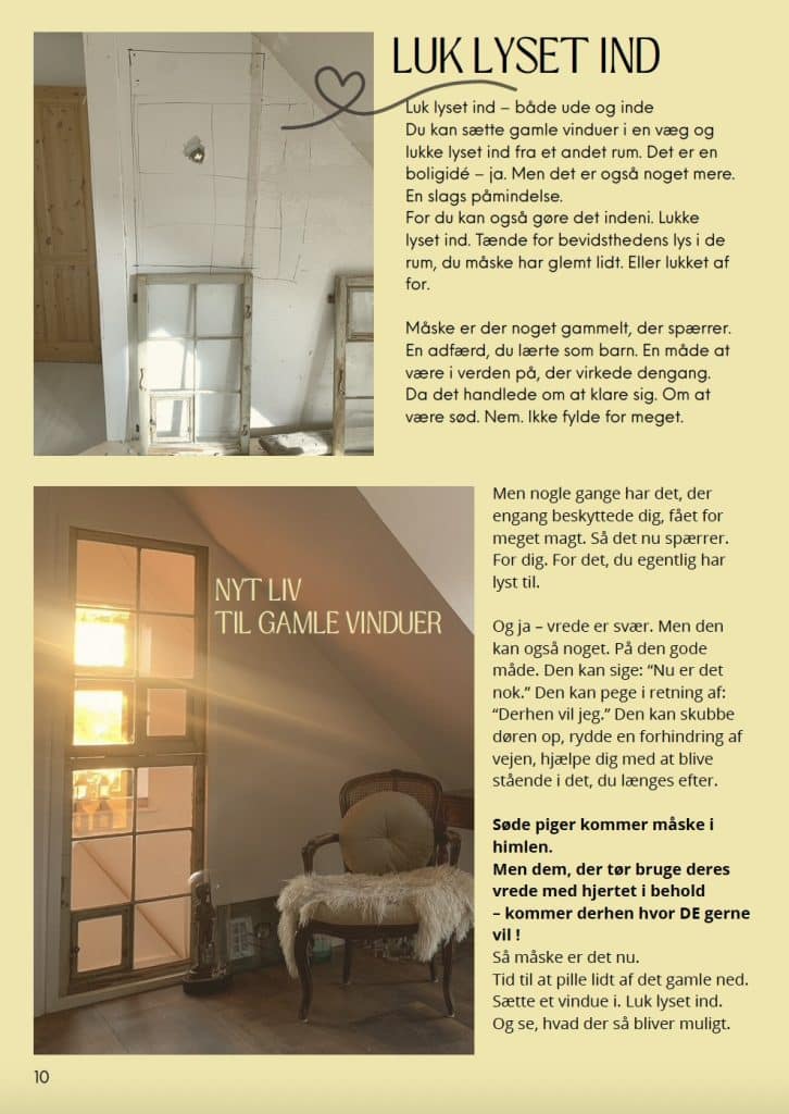 en side fra magasinet om at lukke lyset ind så du får ro i hovedet