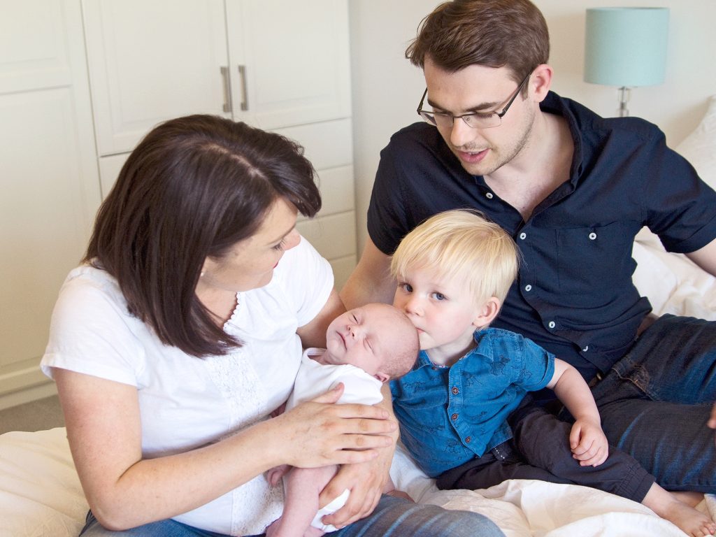 brother and new baby family photoshoot at home in Edinburgh