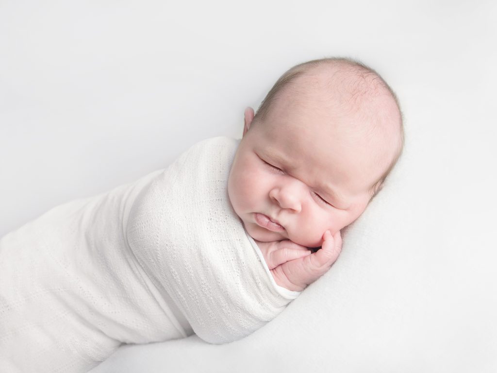 white studio wrapped baby newborn photography in edinburgh