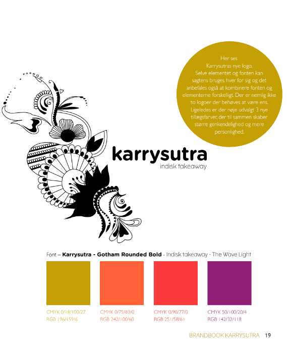 Karrysutra – indisk takeaway, med det sorte dekorative blomstermotiv fra farvepaletten