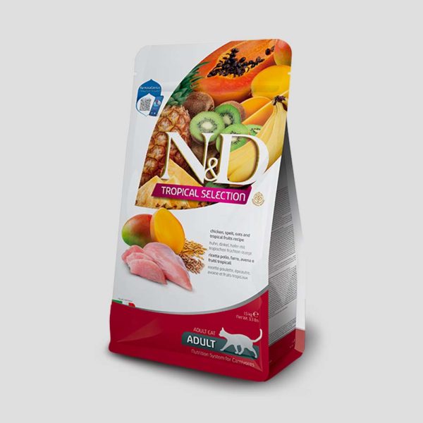 Farmina Tropical voor volwassen katten met kip en tropisch fruit