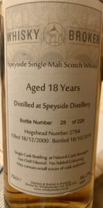 Eine Flasche Speyside Distillery 2000 vom Whiskybroker