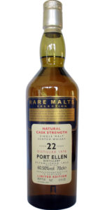 In der Rare Malts Selection gab es zwei Port Ellen-Abfüllungen. Beide aus dem Jahr 1978, hier im Bild (und in der Verkostung) die 22-jährige Version.