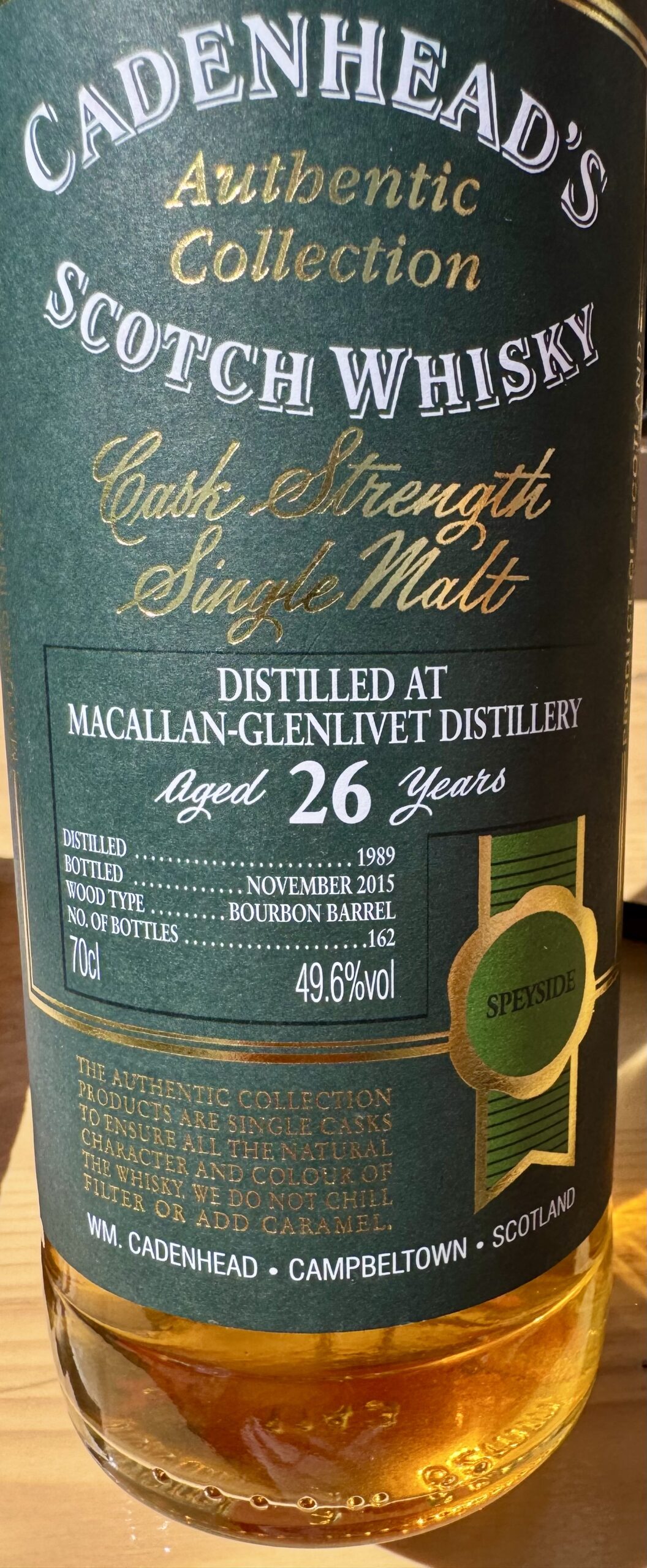 Eine Flasche Macallan 26-year-old von Cadenhead