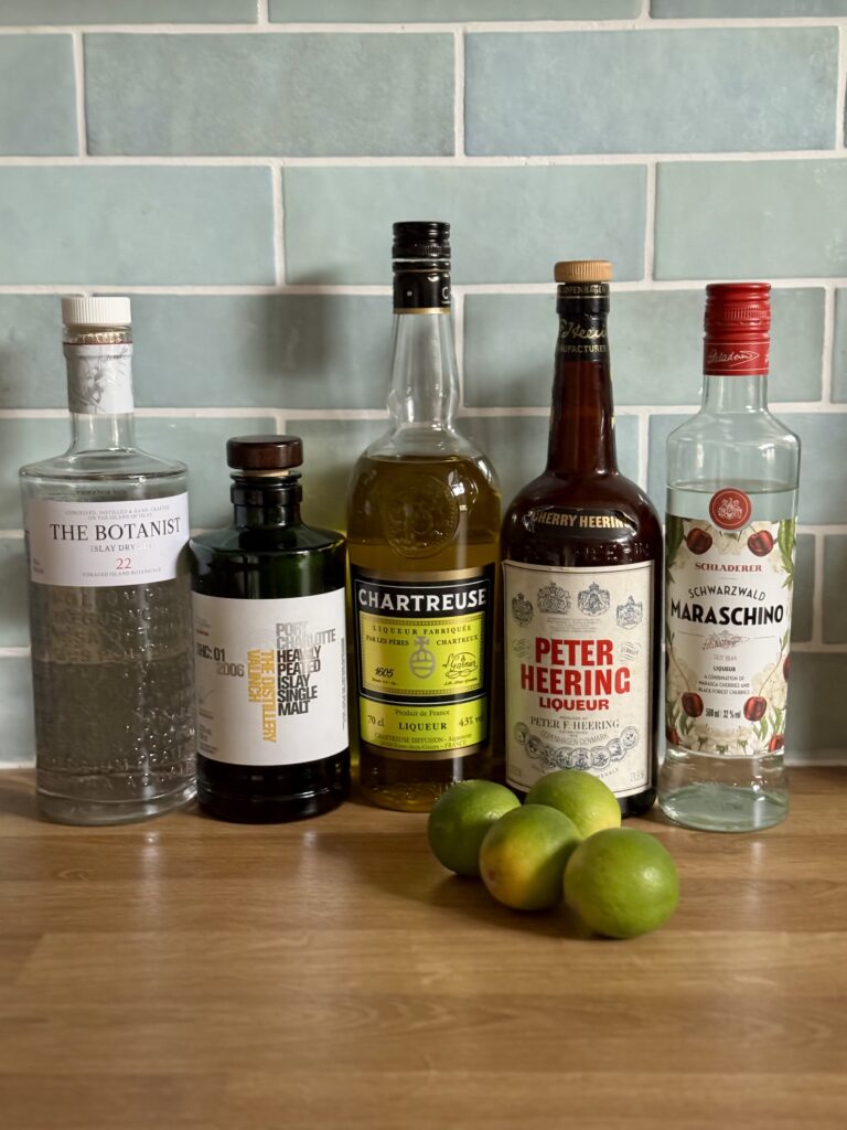 Zutaten für den "The Last Whisper" Cocktail
