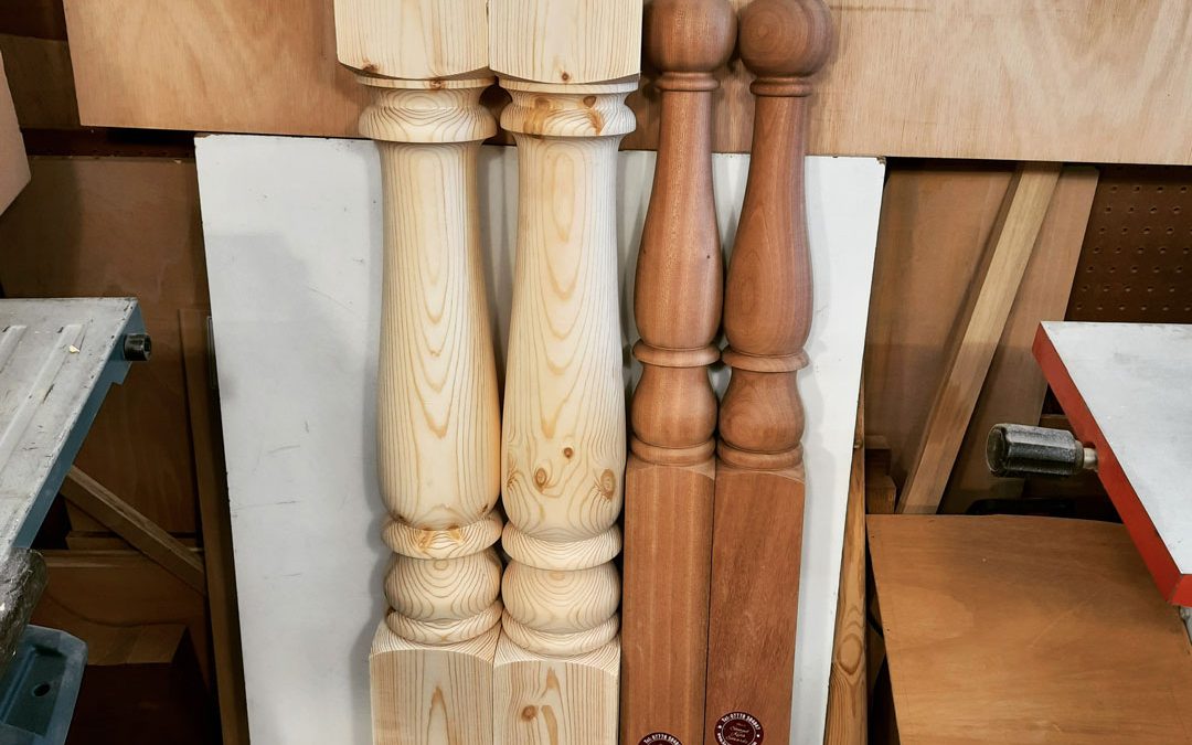 Wood turned bespoke staircase spindles from Keithturnings