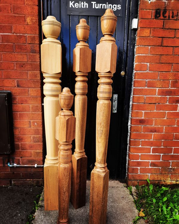 Wood turned bespoke staircase spindles from Keithturnings